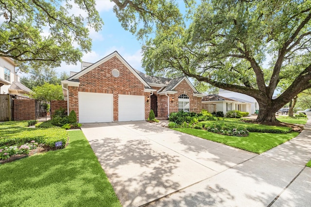 3923 Drake St, Houston, TX 77005 - view of front facade featuring brick siding, driveway, and an attached garage