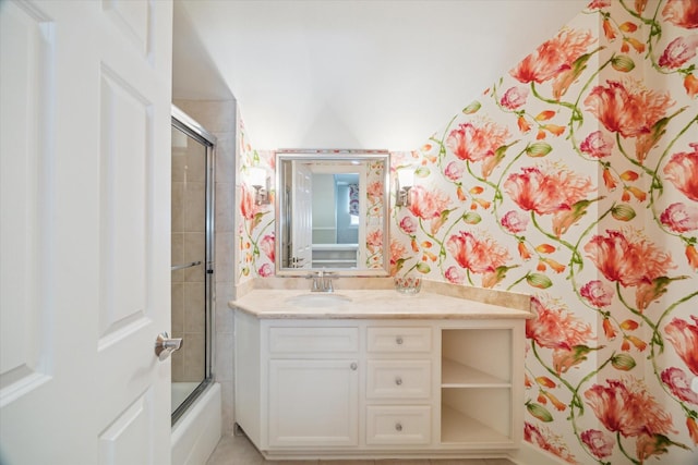 3923 Drake St, Houston, TX 77005 - full bathroom featuring vanity and combined bath / shower with glass door