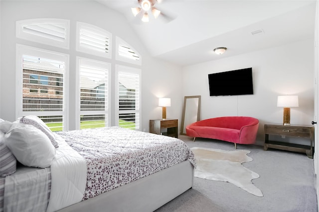 3207 Sweet Audrey Ln, Richmond, TX 77406 - bedroom featuring carpet floors, lofted ceiling, and a ceiling fan