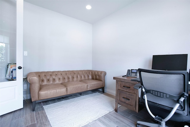 3207 Sweet Audrey Ln, Richmond, TX 77406 - office area with wood tiled floors, recessed lighting, and baseboards