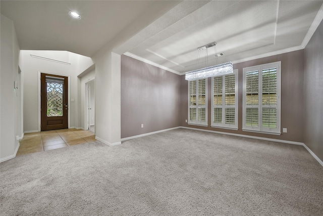 12119 Bayou Junction Rd, Cypress, TX 77433 - foyer entrance with carpet, baseboards, and ornamental molding