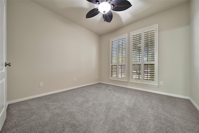 12119 Bayou Junction Rd, Cypress, TX 77433 - spare room featuring a ceiling fan, carpet, baseboards, and lofted ceiling