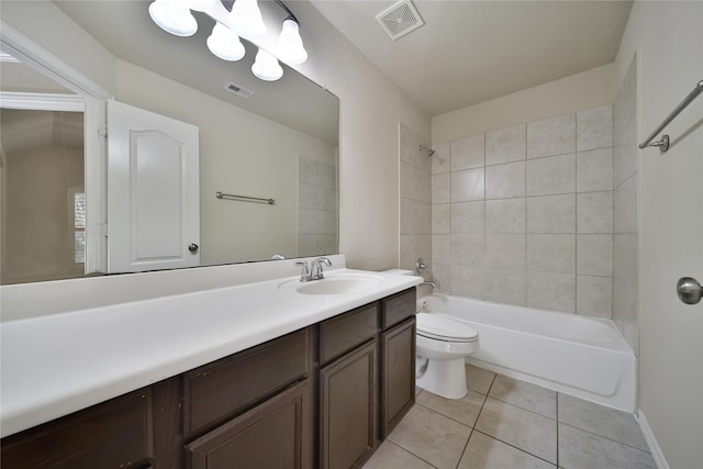 12119 Bayou Junction Rd, Cypress, TX 77433 - full bathroom featuring tile patterned floors, vanity, toilet, and shower / bathtub combination
