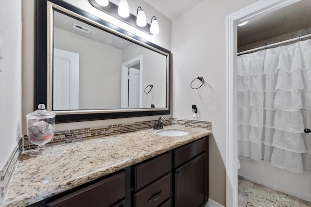 10744 S Lake Mist Ln, Willis, TX 77318 - bathroom with vanity, a shower with curtain, toilet, and tile patterned flooring