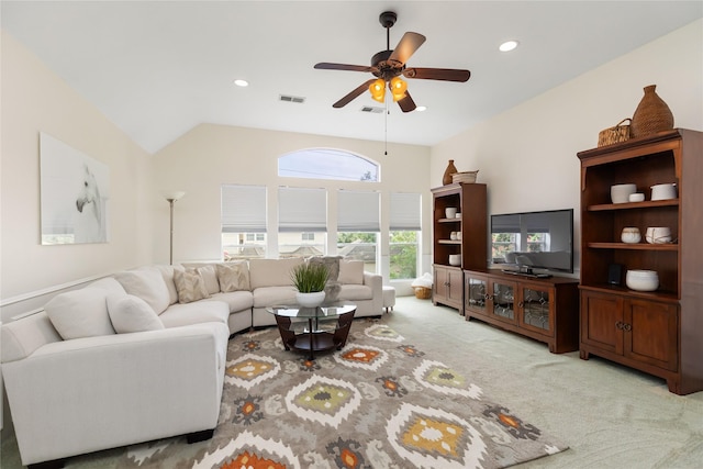 5819 Desert Oak Way, Spring, TX 77379 - carpeted living room with a ceiling fan and recessed lighting