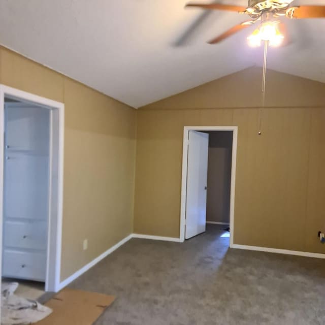 1229 Ramona St, Angleton, TX 77515 - unfurnished bedroom with vaulted ceiling, carpet floors, baseboards, and ceiling fan
