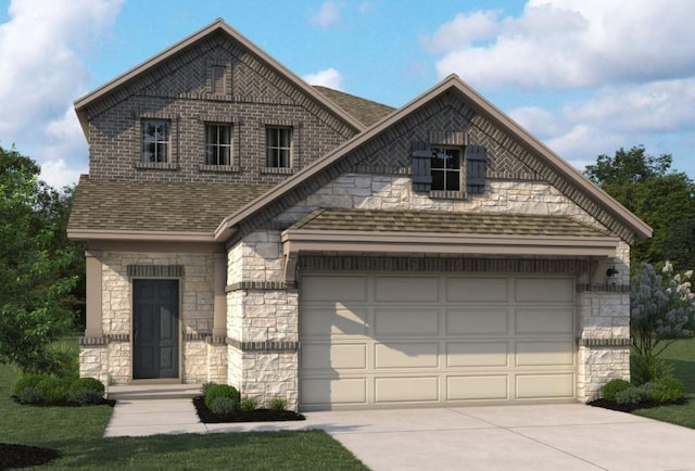 19111 Hazel Firs Ln, Magnolia, TX 77355 - view of front facade with stone siding, driveway, and roof with shingles