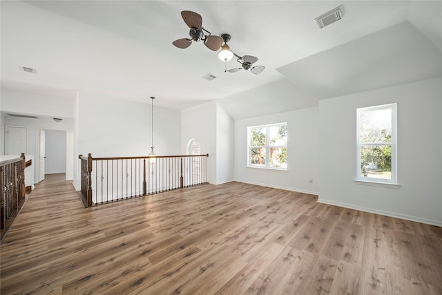 2111 Scenic Hollow Ct, Katy, TX 77450 - additional living space with wood finished floors, vaulted ceiling, ceiling fan, and baseboards