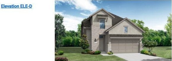 20763 Sunseed Dr, Richmond, TX 77407 - view of front of house with concrete driveway, a front lawn, stucco siding, and an attached garage