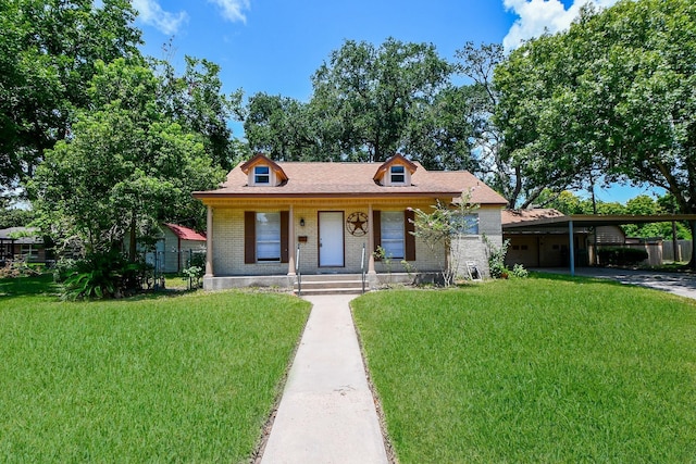 1225 Kirsten St, Galveston, TX 77568 - view of front of house with brick siding, a carport, covered porch, driveway, and roof with shingles