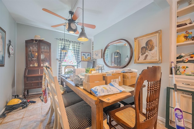 30926 Hilltop Ln, Magnolia, TX 77354 - dining space featuring a ceiling fan and baseboards