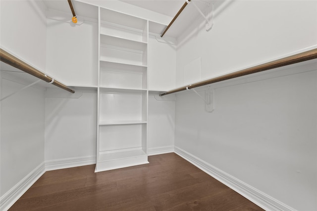 spacious closet with dark wood-style floors