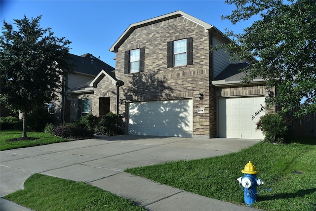 5118 Kingship Ct, Katy, TX 77493 - traditional-style house featuring driveway, brick siding, a garage, and a front lawn