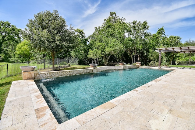 5450 Pudman River Ln, Sugar Land, TX 77479 - view of pool featuring a patio area, a pergola, and view of scattered trees