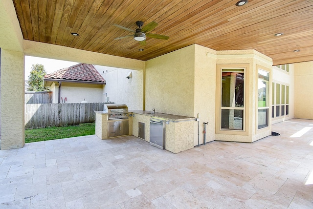5450 Pudman River Ln, Sugar Land, TX 77479 - view of patio / terrace with a ceiling fan and a sink