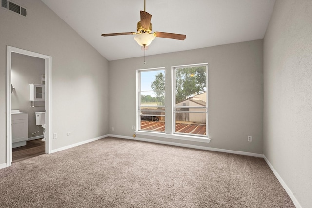7736 Challie Ln, Houston, TX 77088 - spare room with carpet flooring, a ceiling fan, baseboards, and lofted ceiling