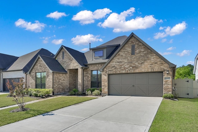 10066 Preserve Way, Conroe, TX 77385 - view of front facade with concrete driveway, brick siding, an attached garage, roof with shingles, and stone siding