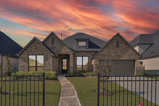 10066 Preserve Way, Conroe, TX 77385 - french provincial home with brick siding, driveway, a garage, and a shingled roof