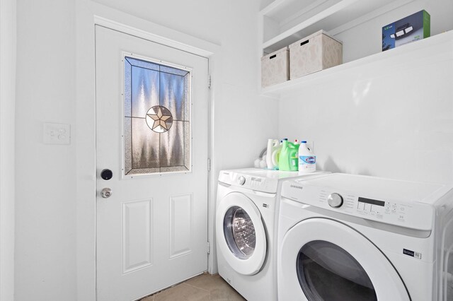 128 N Jenkins St, Houston, TX 77003 - clothes washing area featuring separate washer and dryer and light tile patterned floors