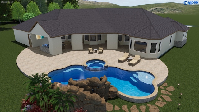 11410 Sunset Ave, Magnolia, TX 77354 - view of swimming pool with a patio area, a pool with connected hot tub, outdoor lounge area, and an outdoor kitchen