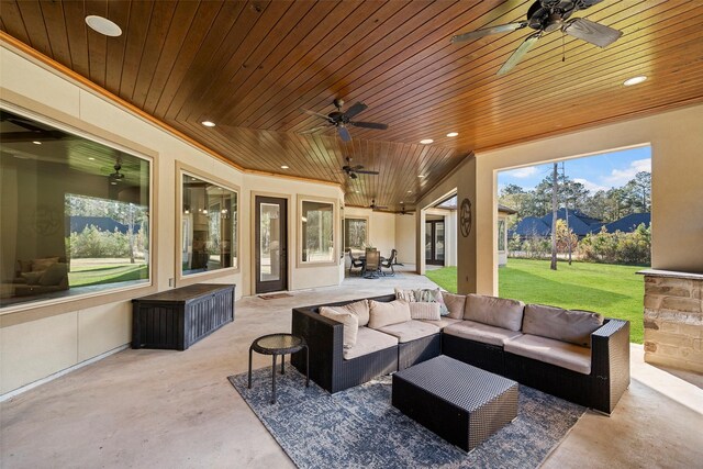 11410 Sunset Ave, Magnolia, TX 77354 - view of patio / terrace with a ceiling fan and an outdoor living space