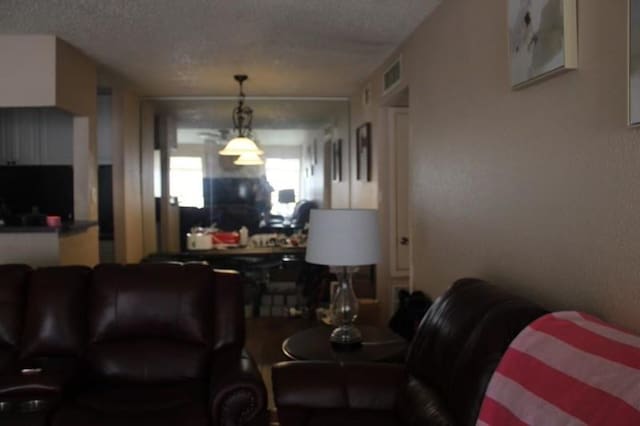 10047 Westpark Dr Unit 46, Houston, TX 77042 - living room featuring a textured ceiling