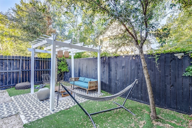 3108 Rogers St, Houston, TX 77022 - view of yard featuring a pergola and a patio area