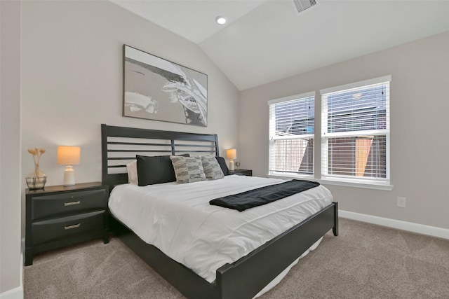 10718 Winding Green Dr, Humble, TX 77338 - bedroom featuring carpet floors, vaulted ceiling, and baseboards