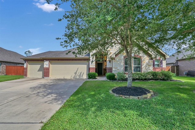 10718 Winding Green Dr, Humble, TX 77338 - view of property hidden behind natural elements featuring a garage, concrete driveway, and brick siding