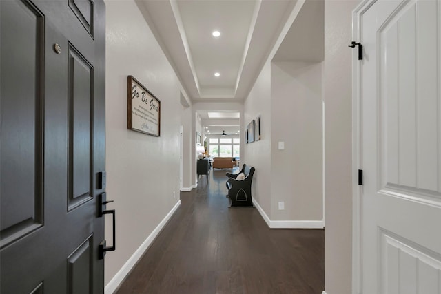 10718 Winding Green Dr, Humble, TX 77338 - entryway featuring dark wood-type flooring, baseboards, and recessed lighting