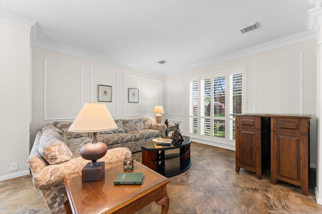 5418 Brook Bend Dr, Sugar Land, TX 77479 - living area with ornamental molding and a decorative wall