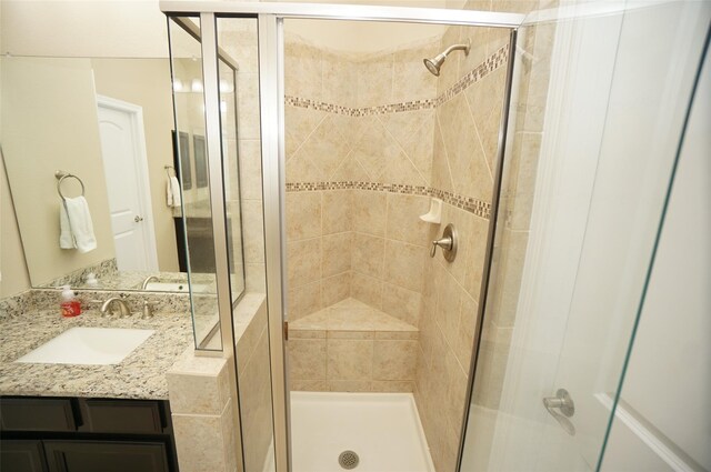 3411 Hawkins Glen Ln, Katy, TX 77449 - bathroom featuring a stall shower and vanity