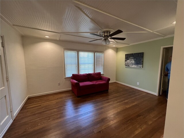 2105 12th St, Galena Park, TX 77547 - sitting room with hardwood / wood-style flooring, baseboards, and ceiling fan