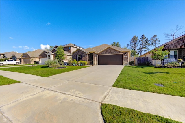 12917 S Winding Pines Dr, Tomball, TX 77375 - single story home with an attached garage, a residential view, driveway, and brick siding