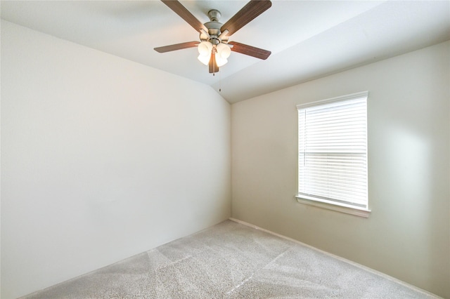 12917 S Winding Pines Dr, Tomball, TX 77375 - unfurnished room featuring carpet floors, ceiling fan, and vaulted ceiling