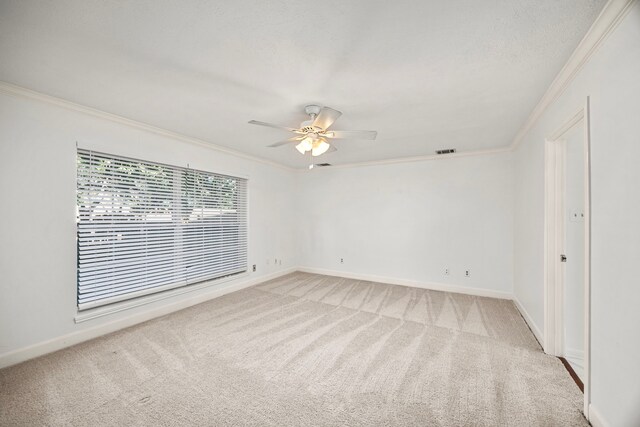 4402 Chipping Ct, Sugar Land, TX 77479 - empty room featuring crown molding, baseboards, light colored carpet, and a ceiling fan