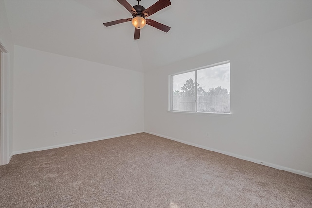 6723 Highwind Bend Ln, Katy, TX 77449 - carpeted empty room with ceiling fan, lofted ceiling, and baseboards