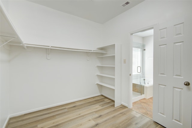spacious closet with light wood-type flooring