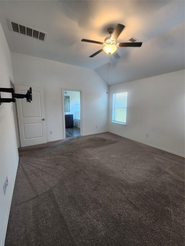 23716 Wood Green Terrace Dr, New Caney, TX 77357 - carpeted empty room featuring lofted ceiling, baseboards, and ceiling fan
