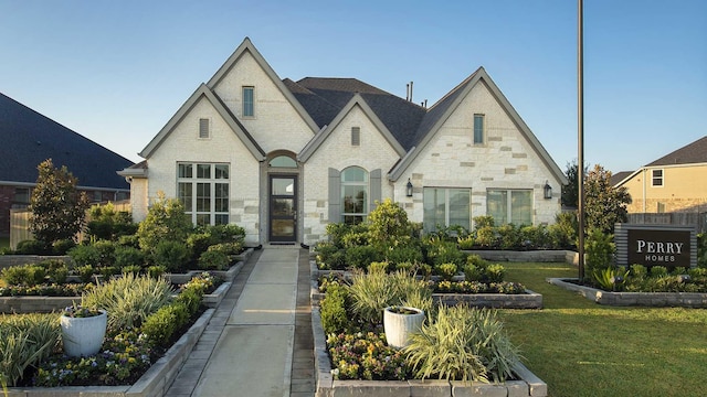 20315 Desert Foal Dr, Tomball, TX 77377 - view of front facade featuring a front lawn and stone siding