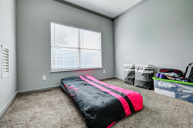 873 W Santa Fe St, Conroe, TX 77301 - carpeted bedroom featuring crown molding and baseboards