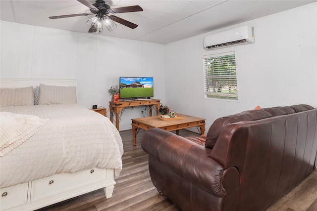 154 Lcr 893, Jewett, TX 75846 - bedroom with a wall mounted AC, wood finished floors, and a ceiling fan