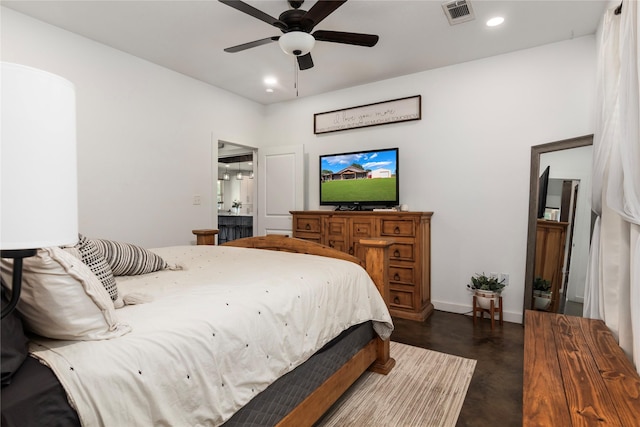 154 Lcr 893, Jewett, TX 75846 - bedroom featuring recessed lighting, concrete floors, baseboards, and a ceiling fan