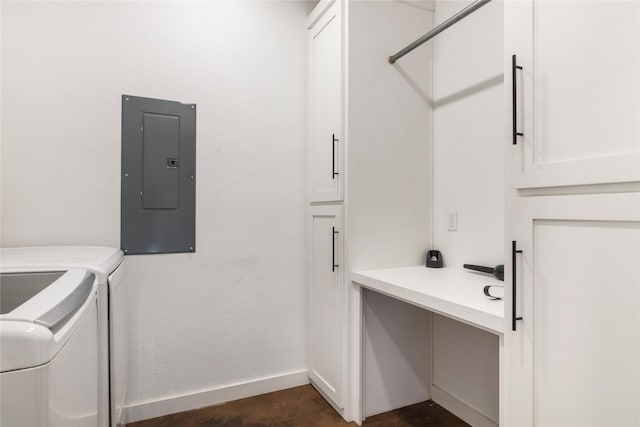 154 Lcr 893, Jewett, TX 75846 - washroom with electric panel, independent washer and dryer, cabinet space, and baseboards
