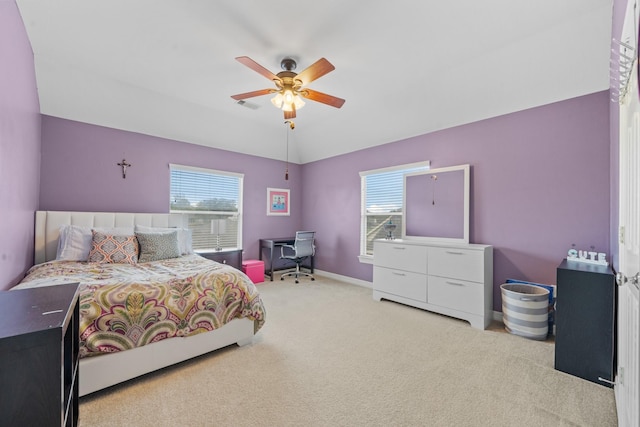 8910 Cote Ct, Houston, TX 77064 - bedroom with carpet flooring, a ceiling fan, an office area, and baseboards