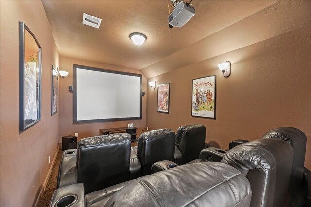 9210 Cold Hollow Ln, Missouri City, TX 77459 - carpeted cinema with baseboards and vaulted ceiling