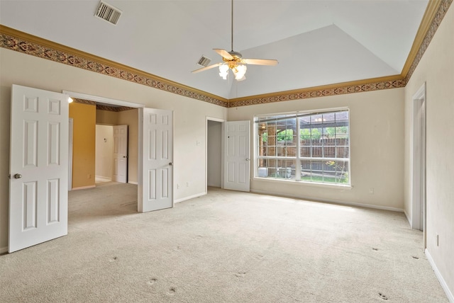 21735 Cayman Point Dr, Katy, TX 77450 - unfurnished bedroom featuring carpet flooring, baseboards, high vaulted ceiling, and a ceiling fan