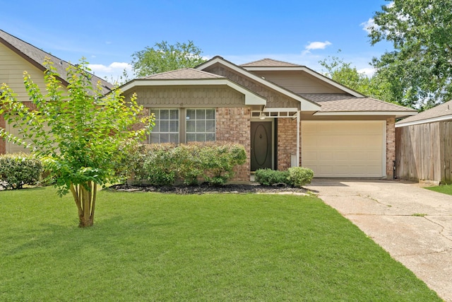 9219 Goodmeadow Dr, Houston, TX 77064 - ranch-style house with a garage, brick siding, concrete driveway, and roof with shingles