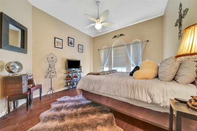 61 Chicory Ct, Lake Jackson, TX 77566 - bedroom featuring baseboards, wood finished floors, and a ceiling fan