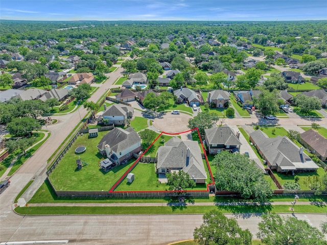 61 Chicory Ct, Lake Jackson, TX 77566 - aerial perspective of suburban area featuring property boundaries highlighted